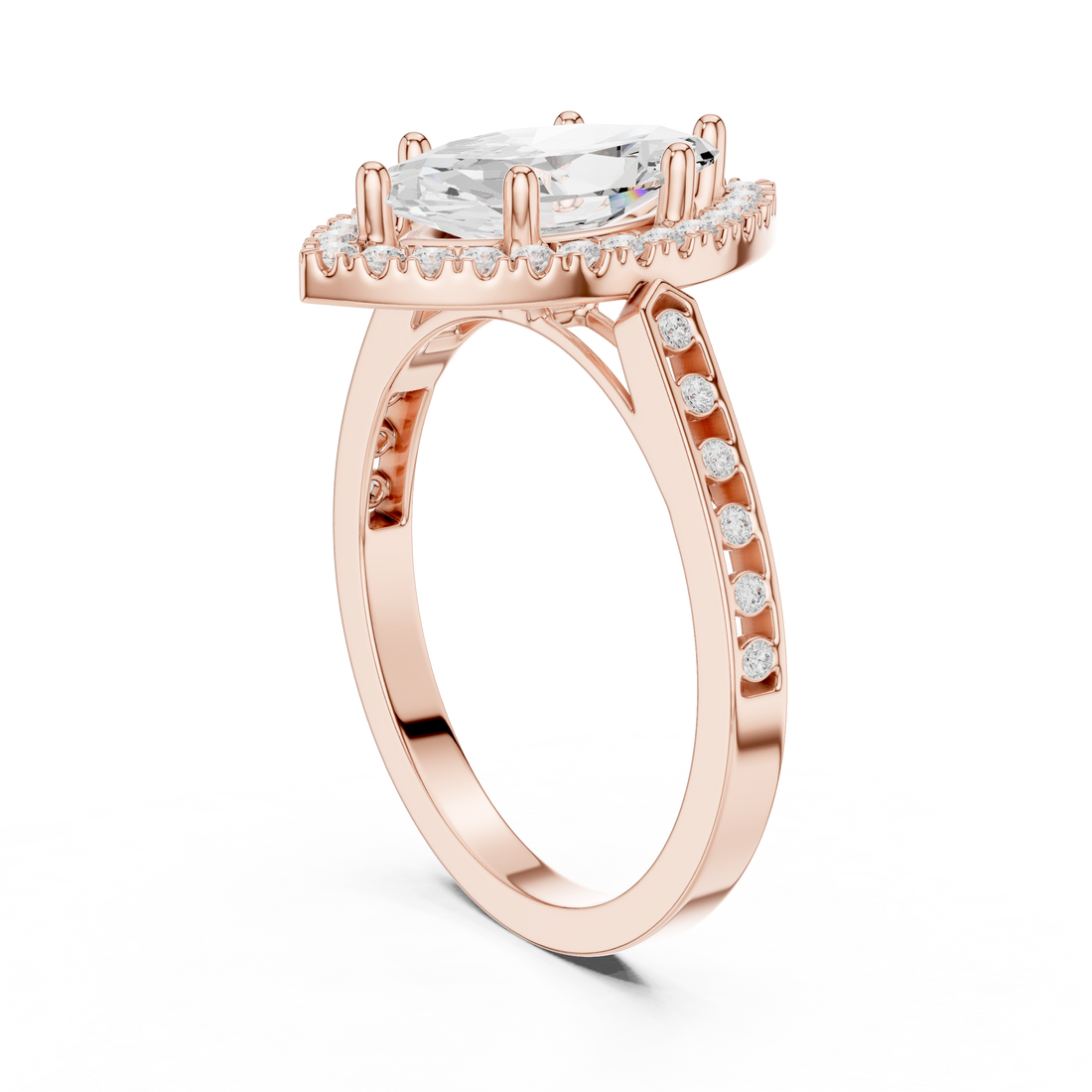 DDLR-349 MQ - Halo Marquise Ring - White Gold