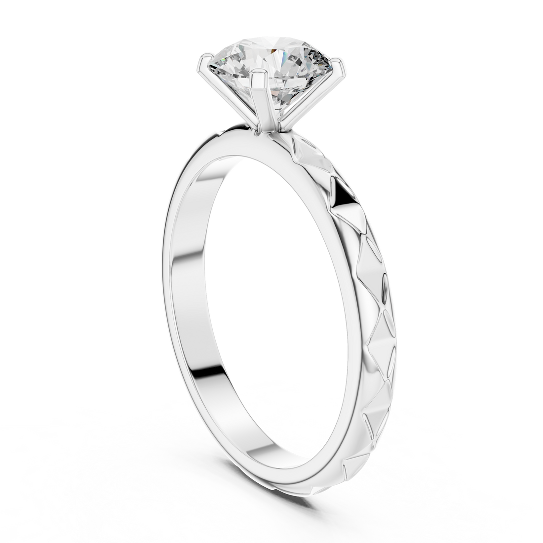 LR-0020 - Solitaire Round Ring - White Gold