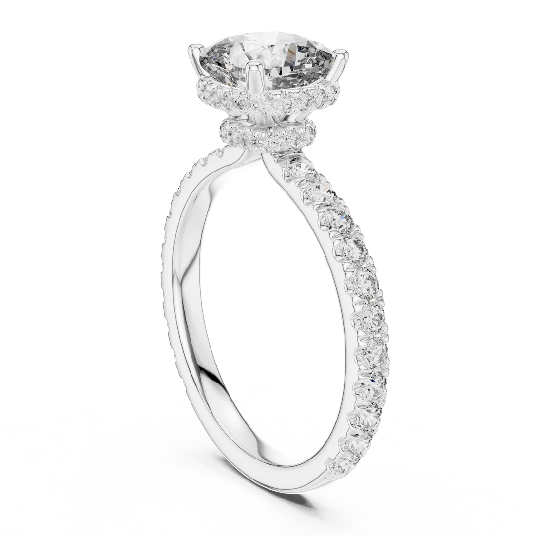DDLR-165 - Solitaire Cushion Ring - White Gold