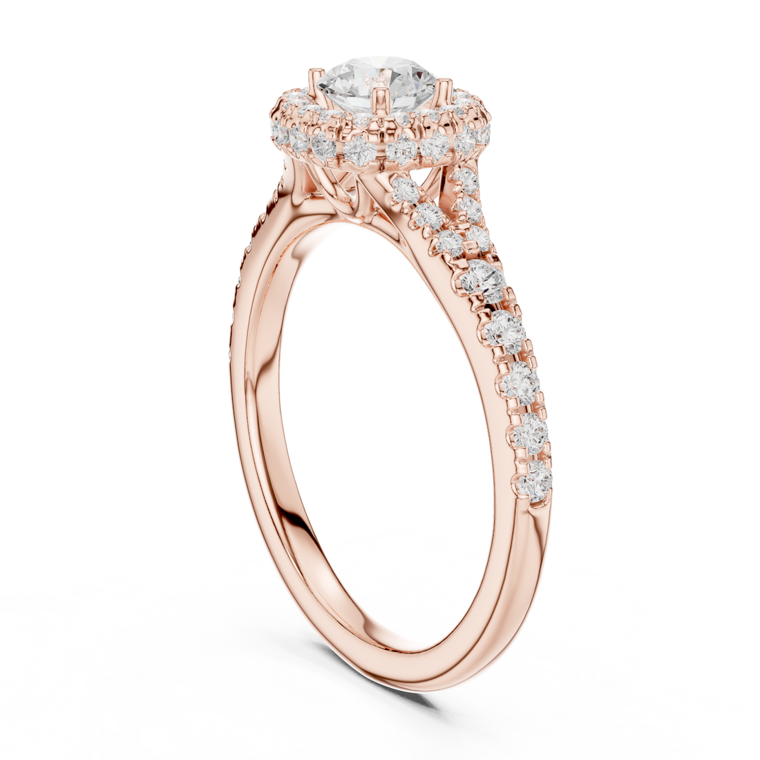 LR-0239 - Halo Round Ring - White Gold