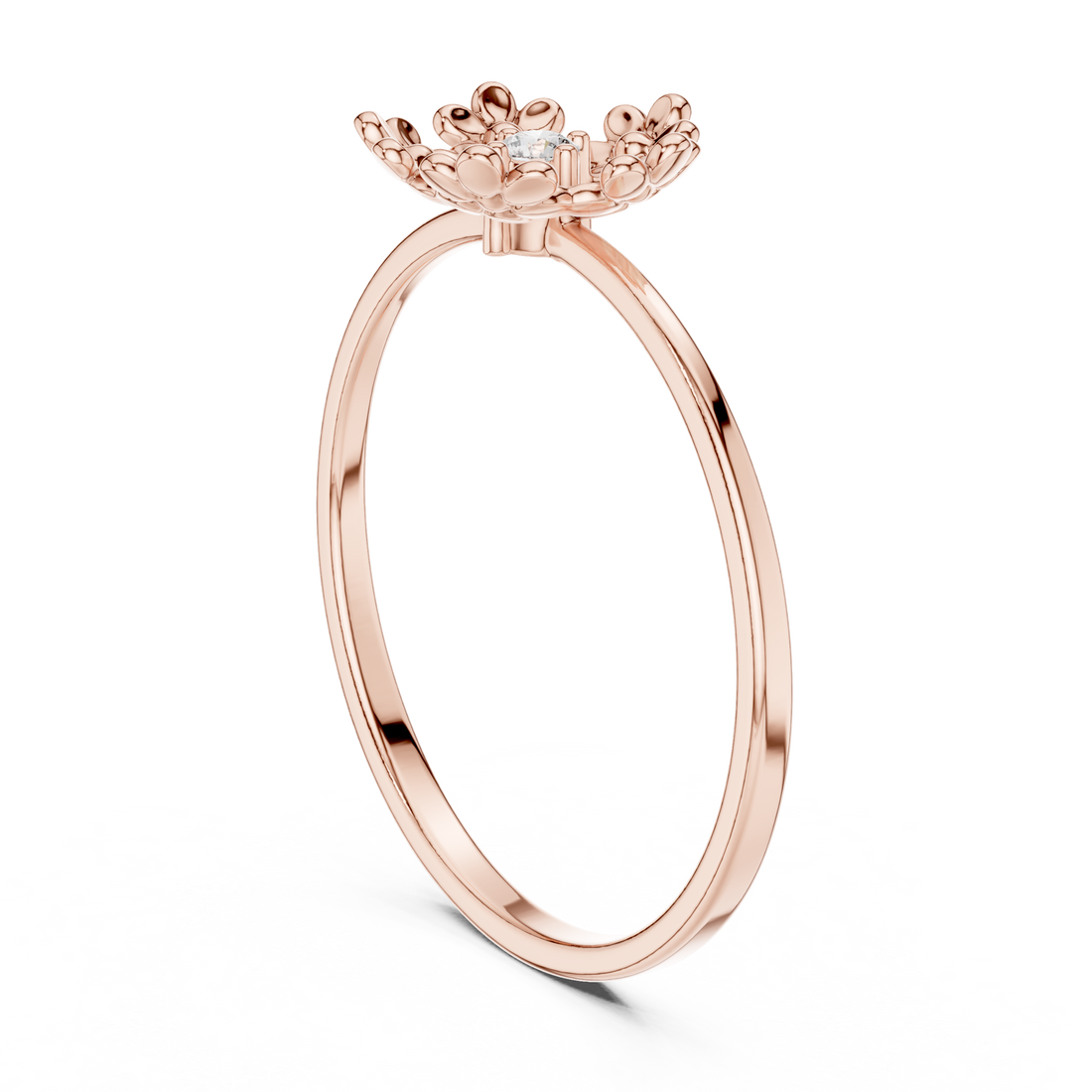 1 (229) - Fashion Round Ring - White Gold
