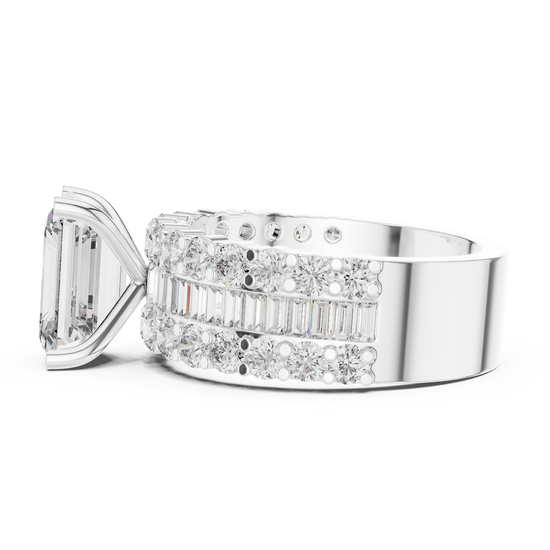 Solitaire Ring - Emerald | DDLR-199 - White Gold