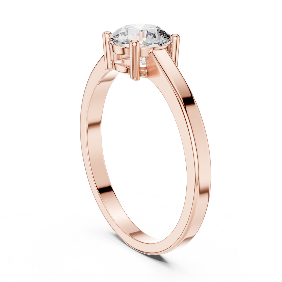 ALR-28 - Solitaire Round Ring - White Gold