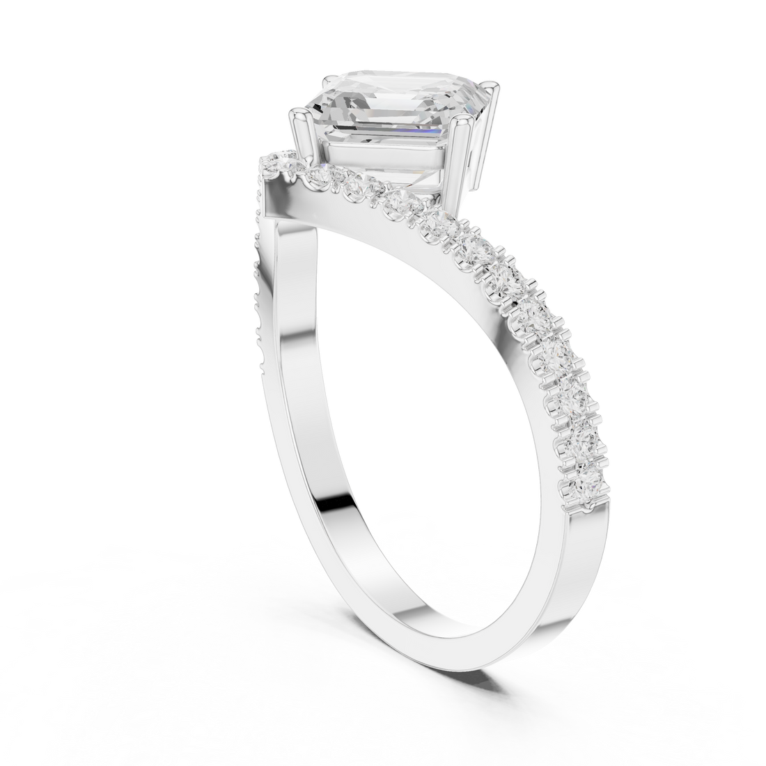 DDLR-1114 - Solitaire Asscher Ring - White Gold