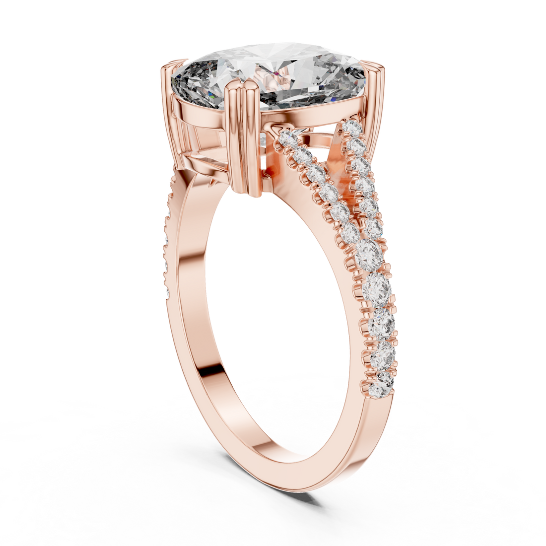9#10026L_18 - Split Shank Cushion Ring - White Gold