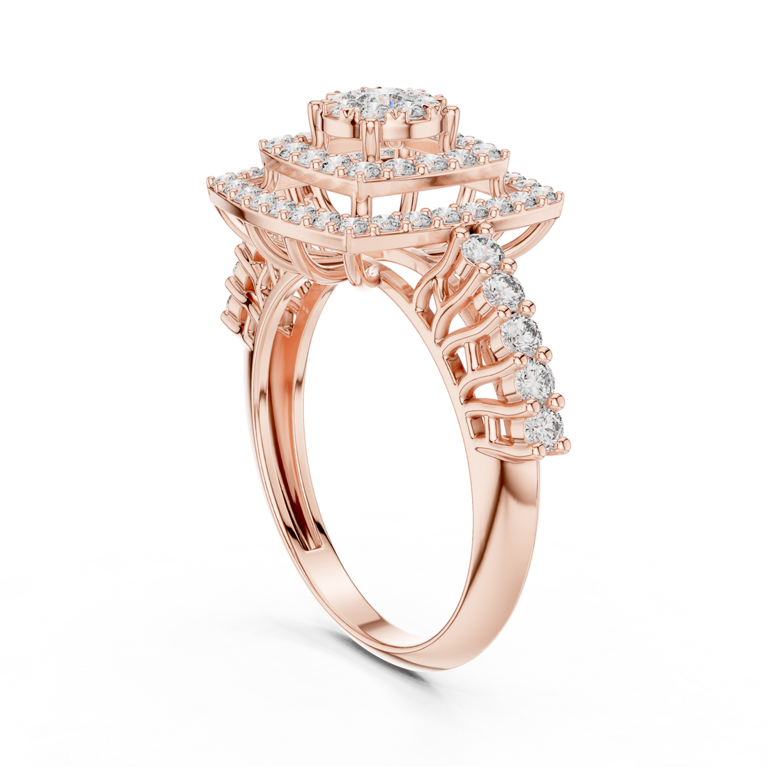 19#120034L - Halo Round Ring - White Gold