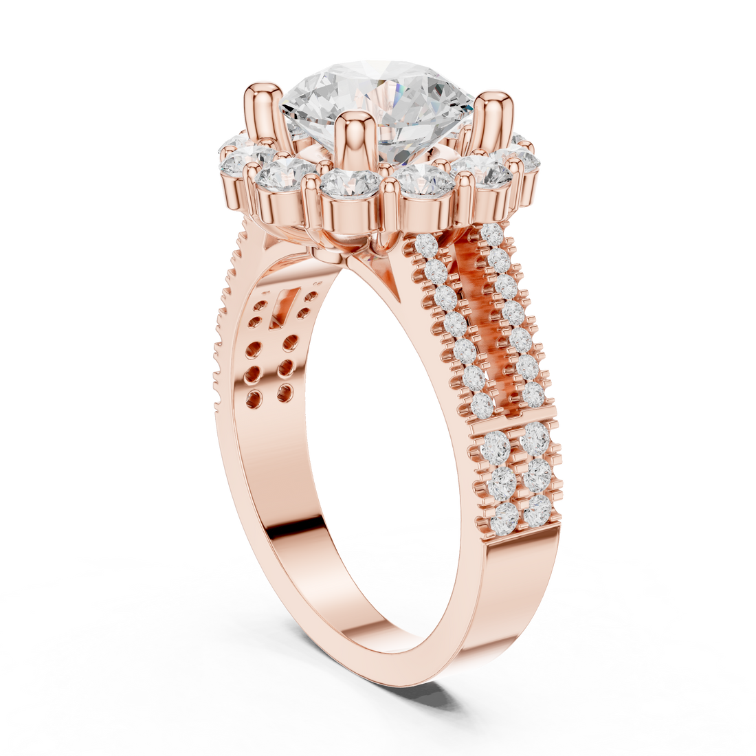 DDLR-344 - Halo Round Ring - White Gold