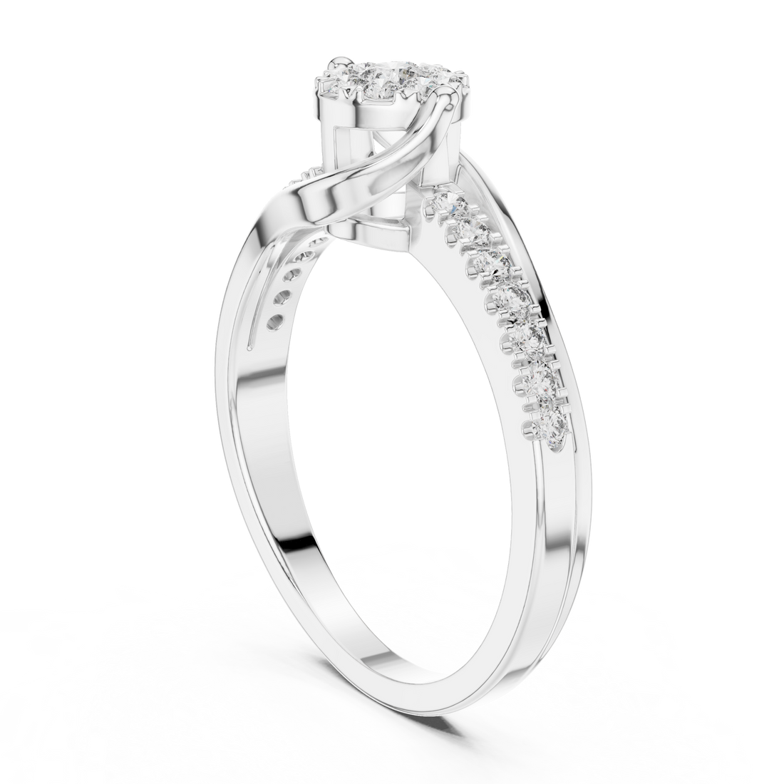 19#120040L - Bypass Round Ring - White Gold