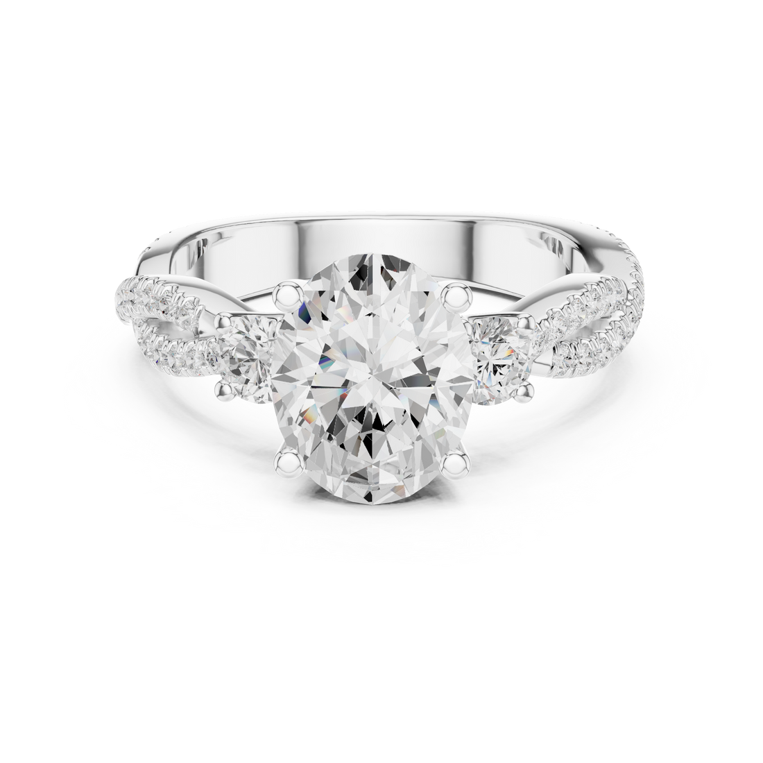 Three Stone Ring - Oval | DDLR-1036 - Rose Gold