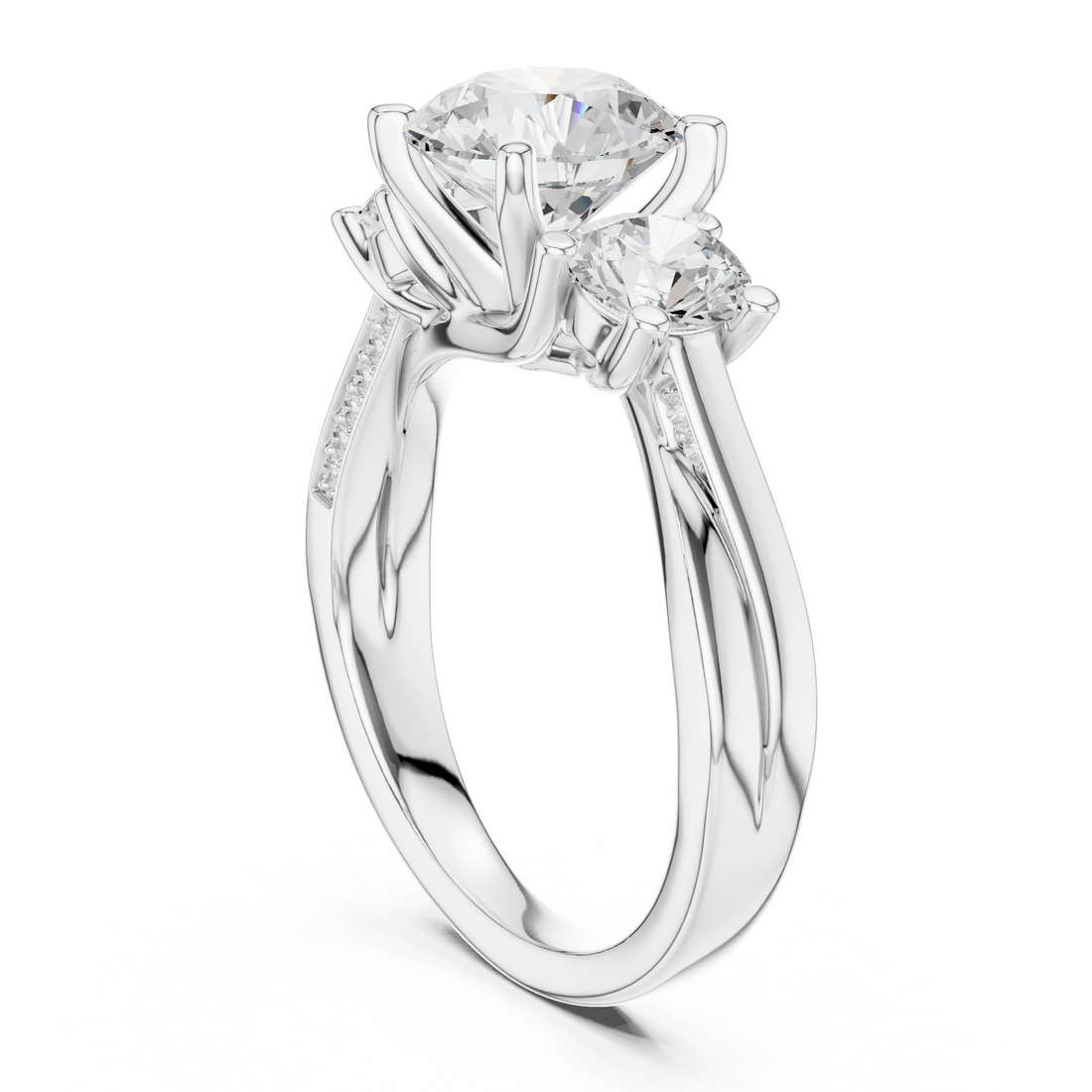 DDLR-273 - Three Stone Cushion Ring - White Gold