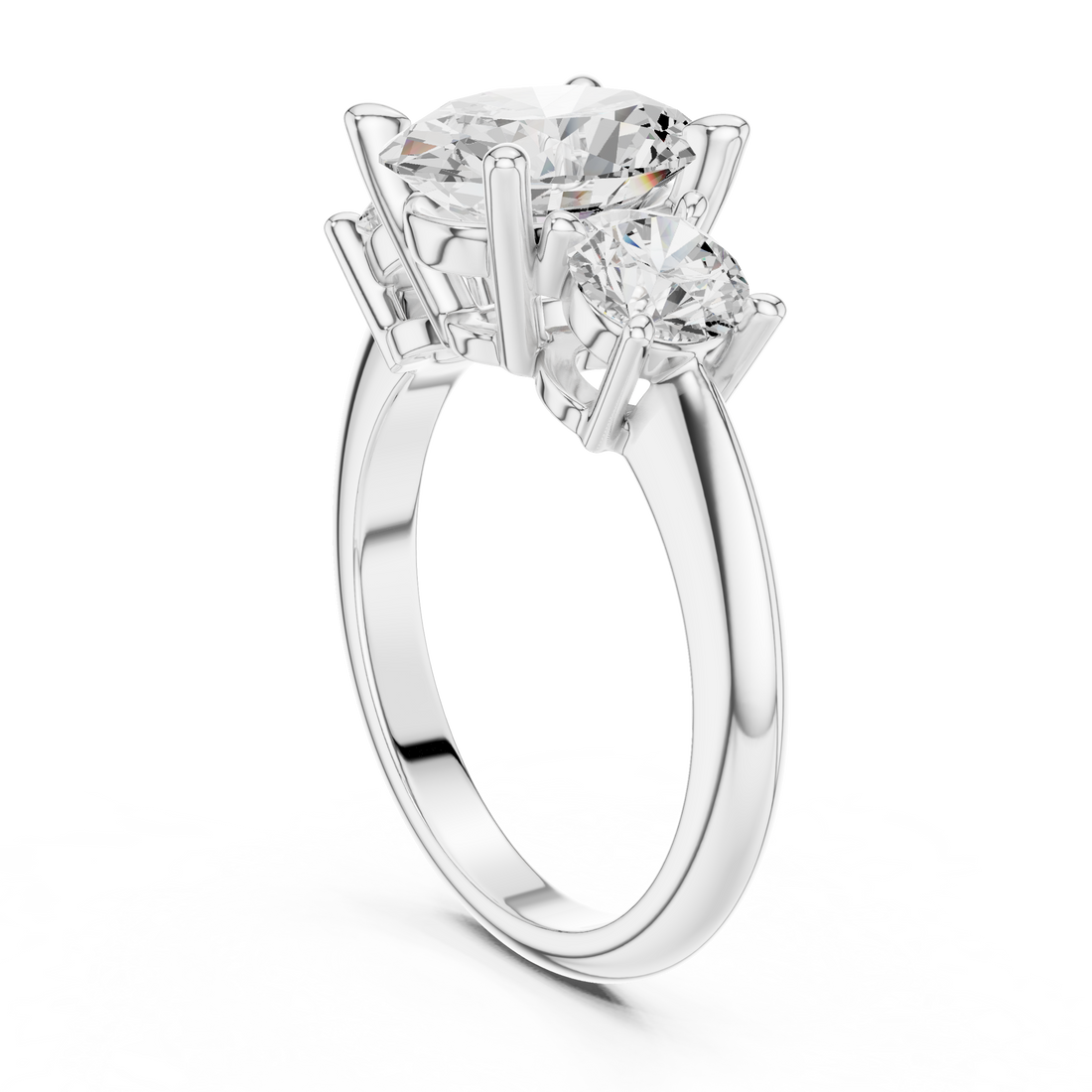 DDLR-902 - Three Stone Oval Ring - White Gold