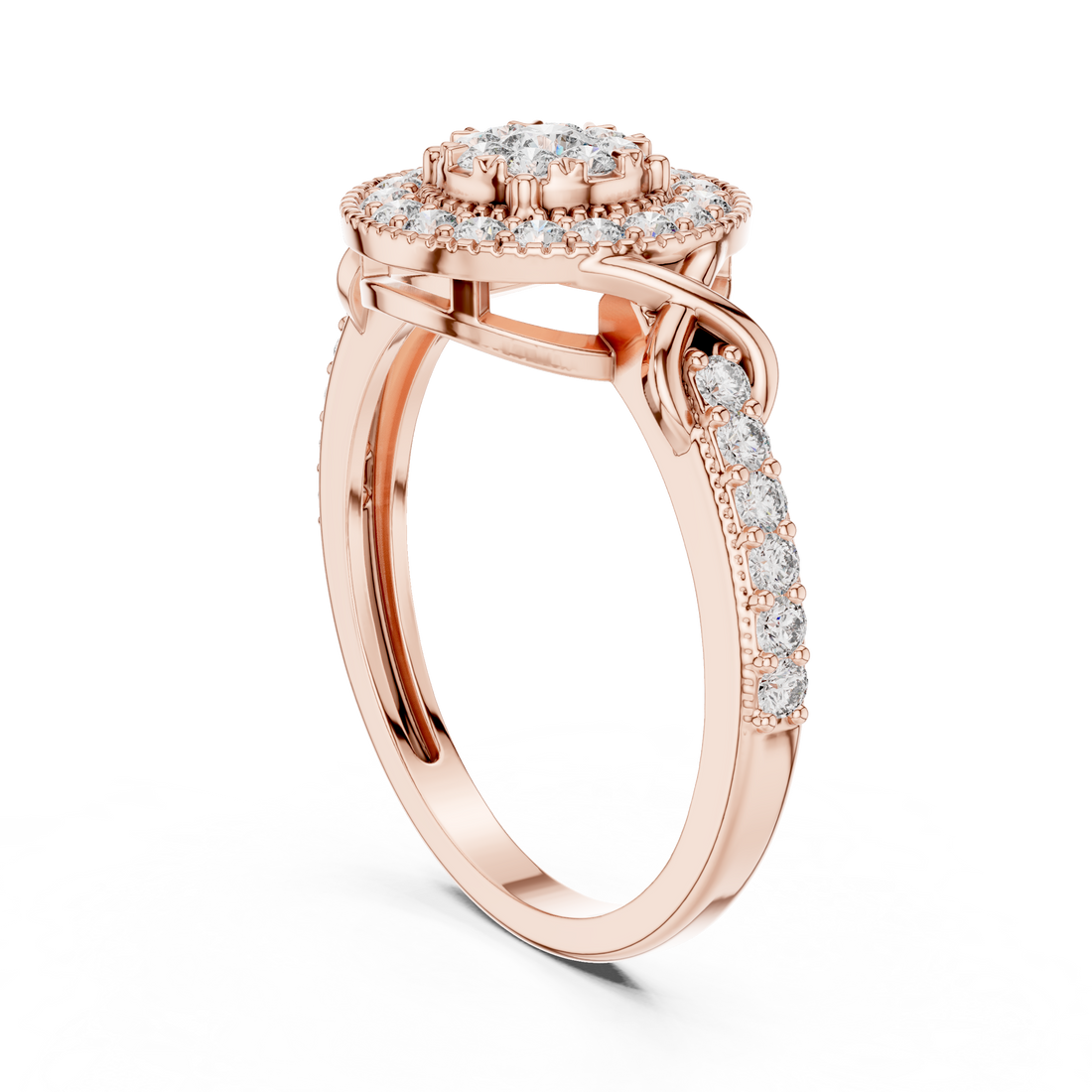 19#120026 - Halo Round Ring - White Gold