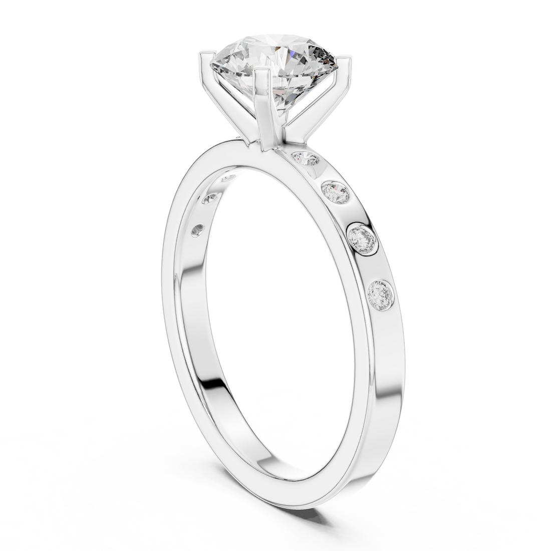 DDLR-189 - Solitaire Round Ring - White Gold