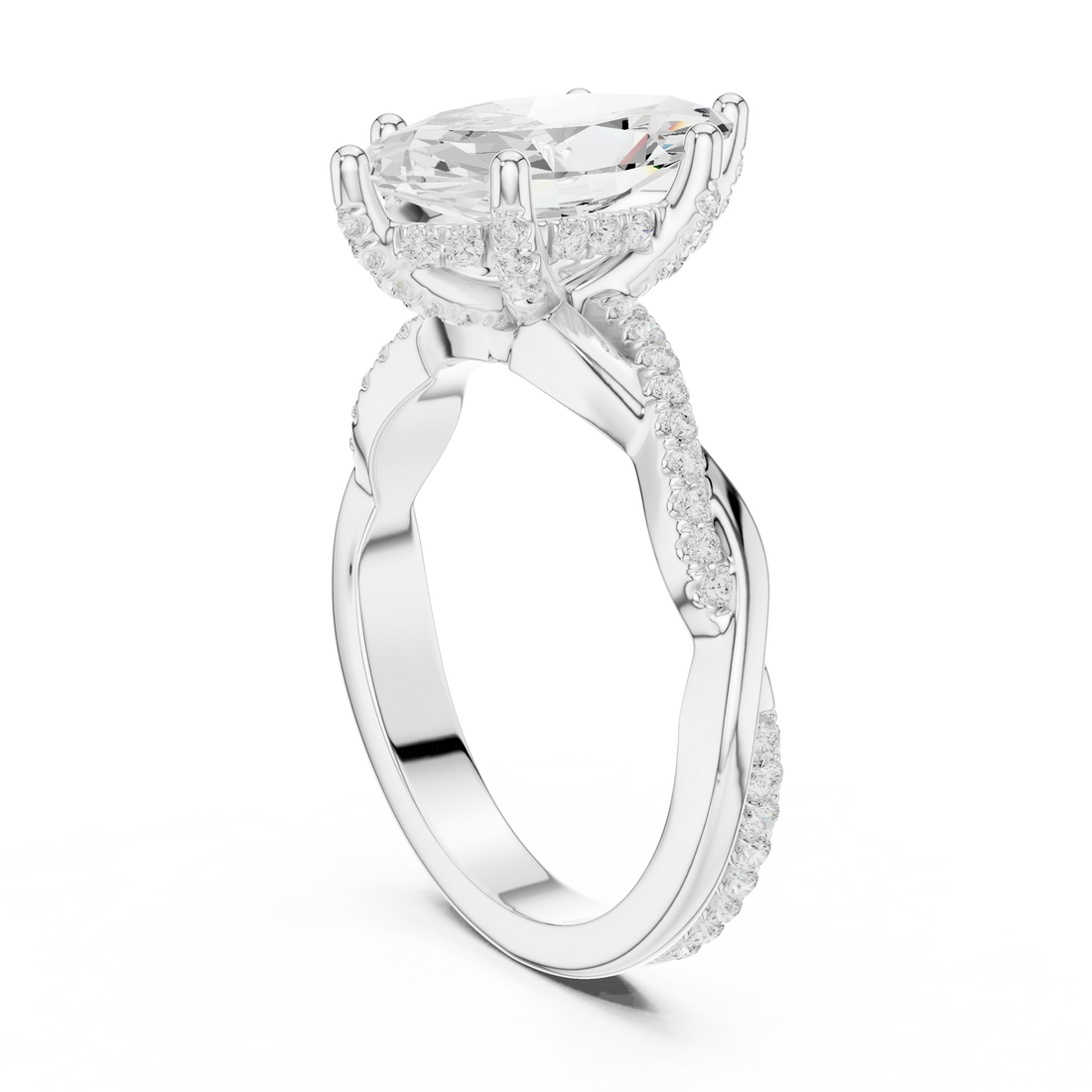 DDLR-160-MQ - Solitaire Marquise Ring - White Gold