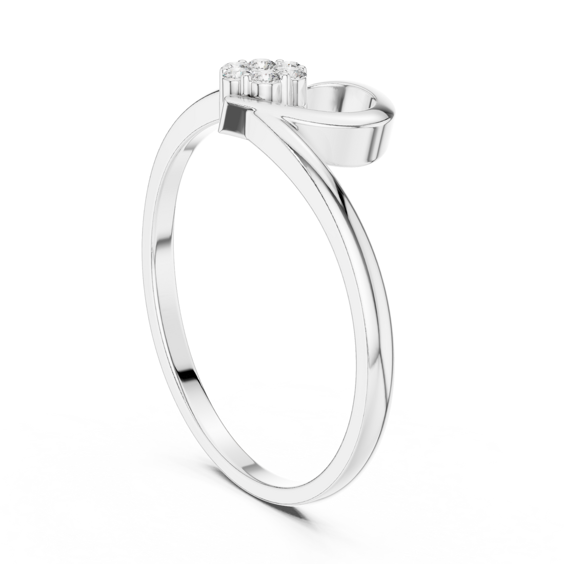 1 (188) - Fashion Round Ring - White Gold