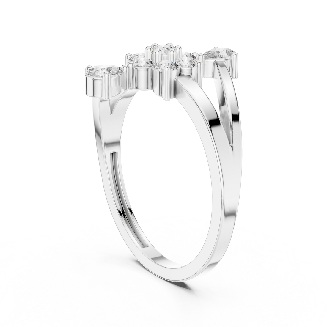ALR-162 - Fashion Round Ring - White Gold