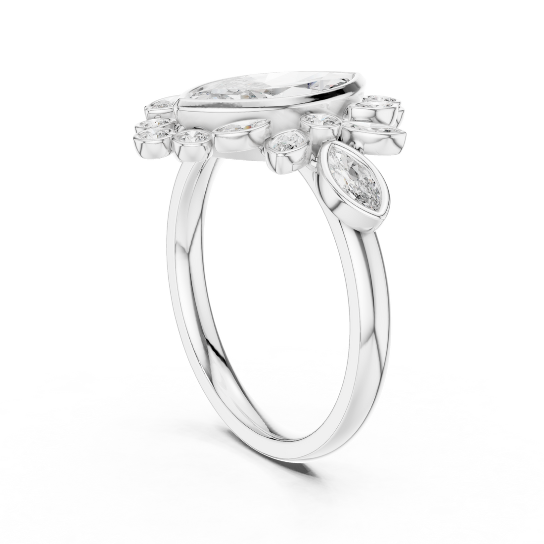 9#10019L_33 - Fashion Marquise Ring - White Gold