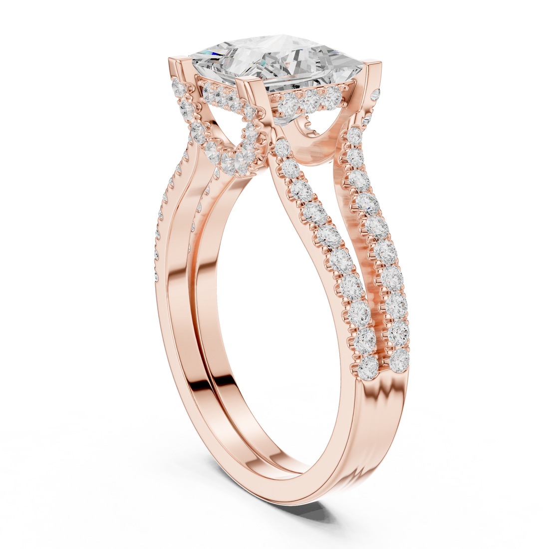 DDLR-182 PRI - Split Shank Princess Ring - White Gold