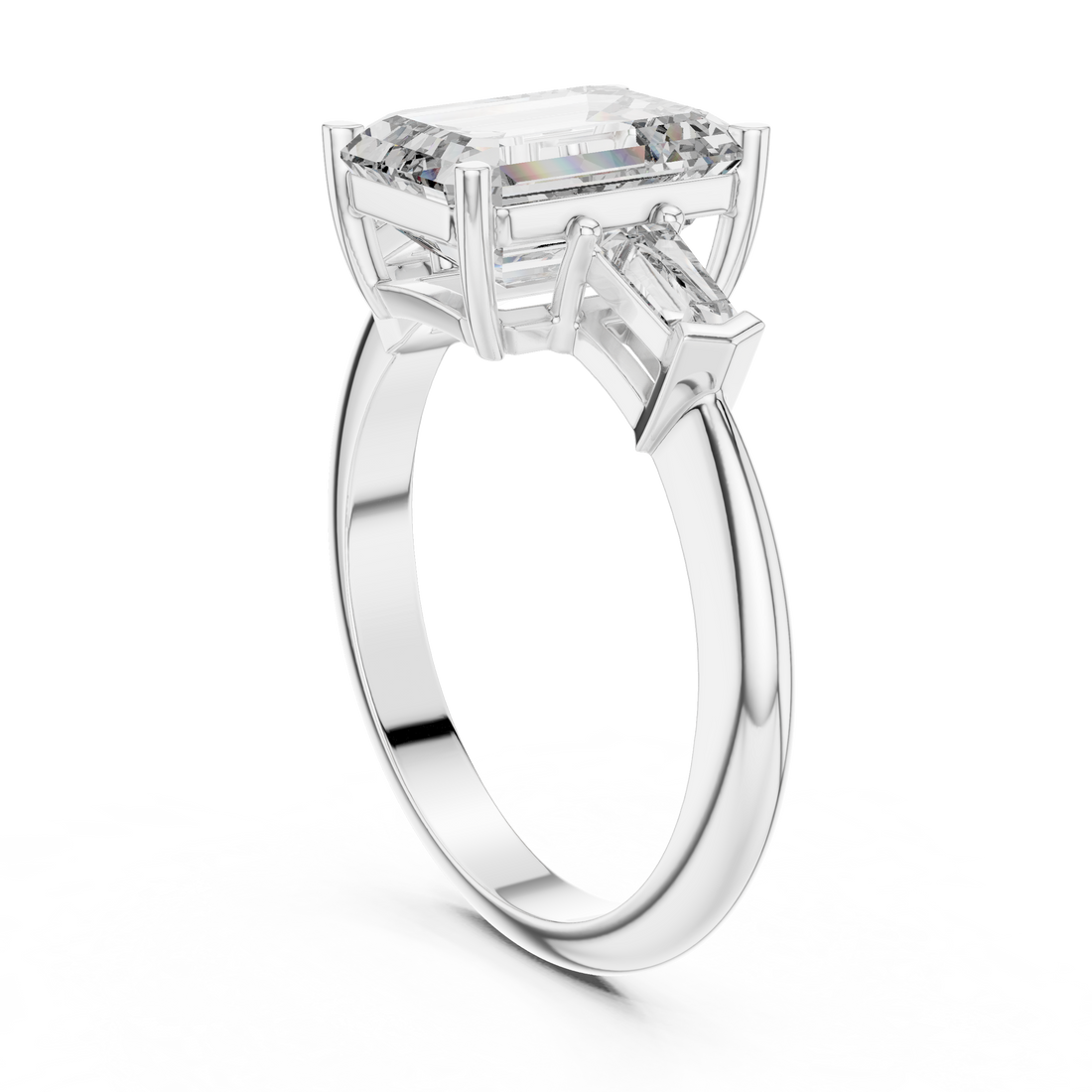 DDLR-197 - Three Stone Emerald Ring - White Gold
