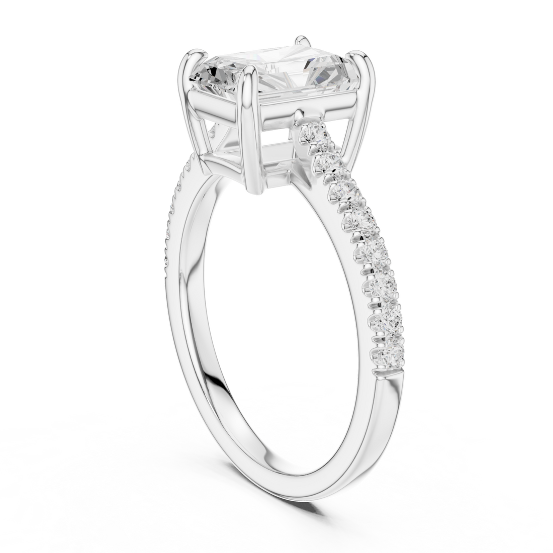DDLR-881 - Solitaire Radiant Ring - White Gold