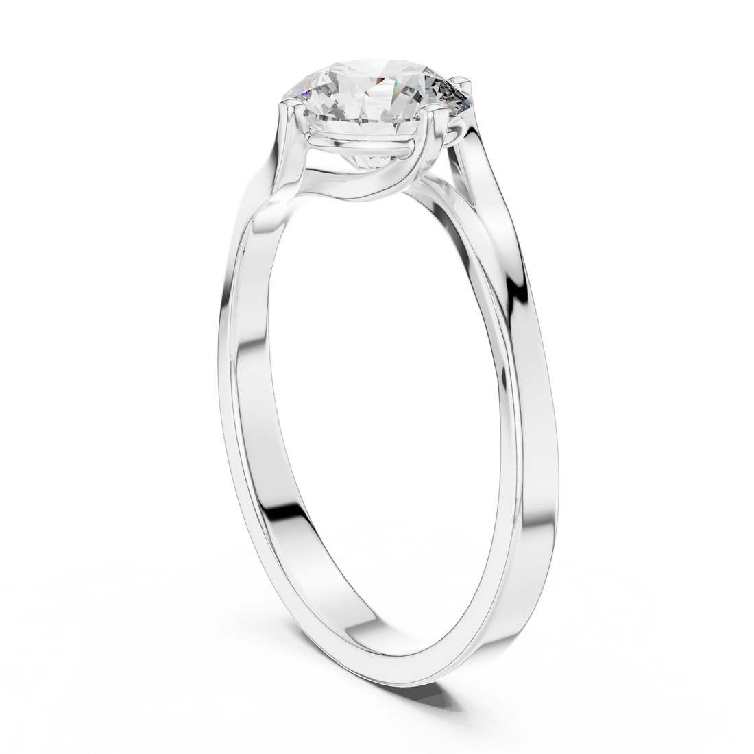 LR-0013 - Solitaire Round Ring - White Gold