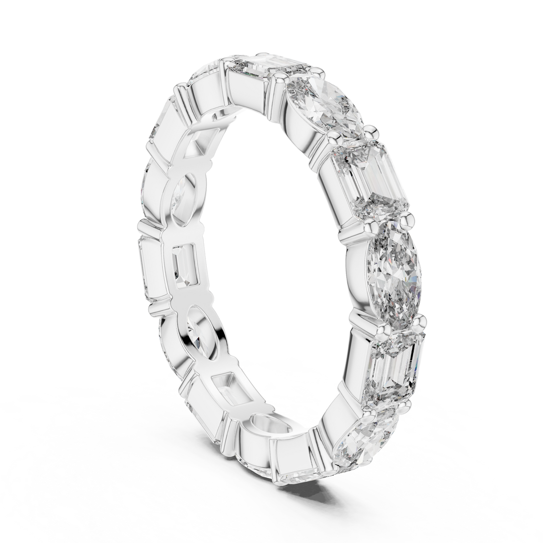9#10023L_06 - Eternity Mixed Ring - White Gold