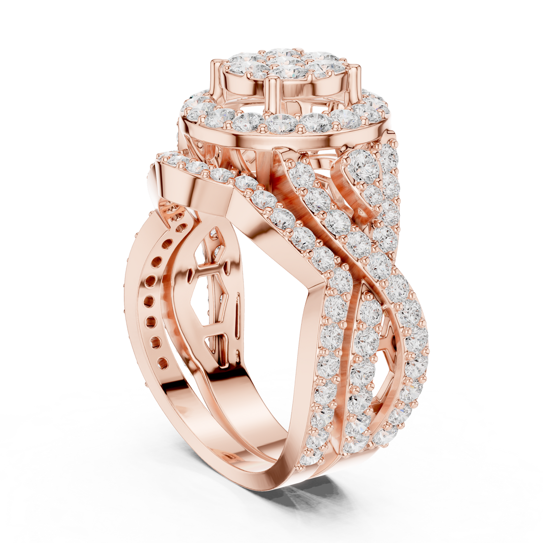 DDLR-582 - Halo Round Ring - White Gold