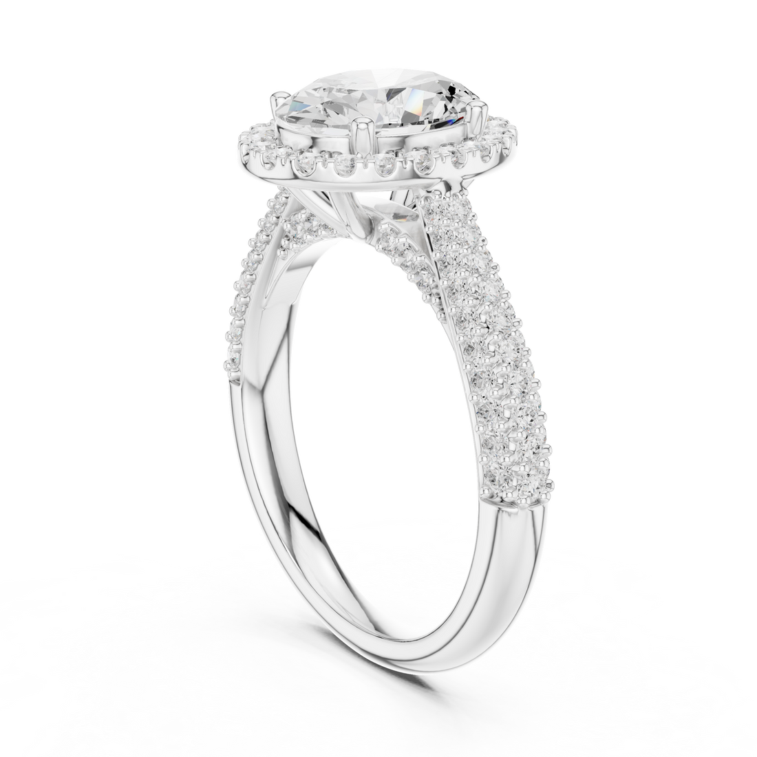 DDLR-364 - Halo Oval Ring - White Gold