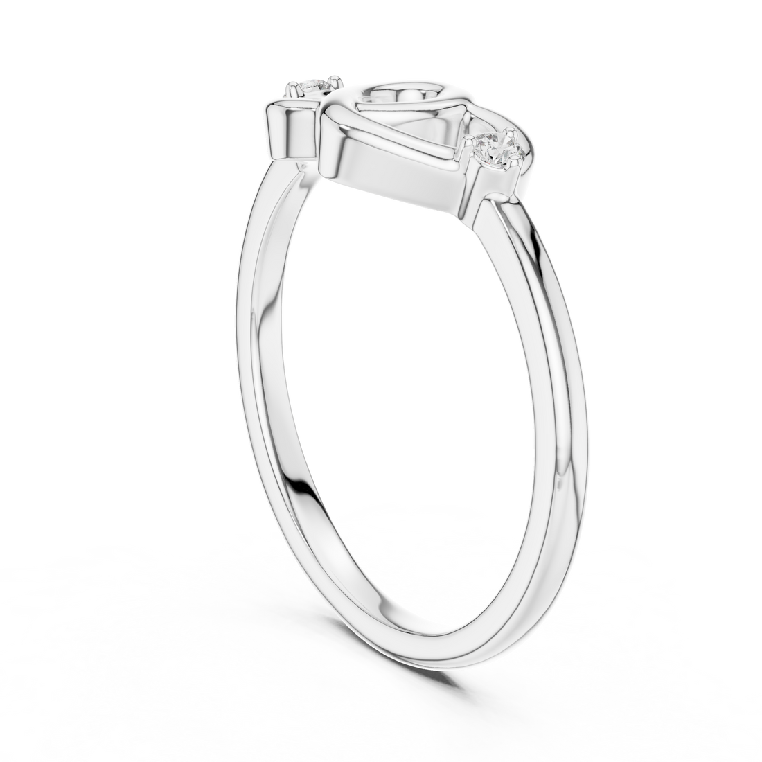 12#10023@L - Fashion None Ring - White Gold