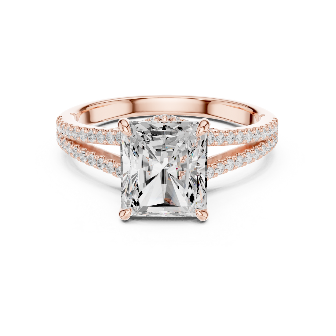 Split Shank Ring - Radiant | DDLR-252 - Rose Gold