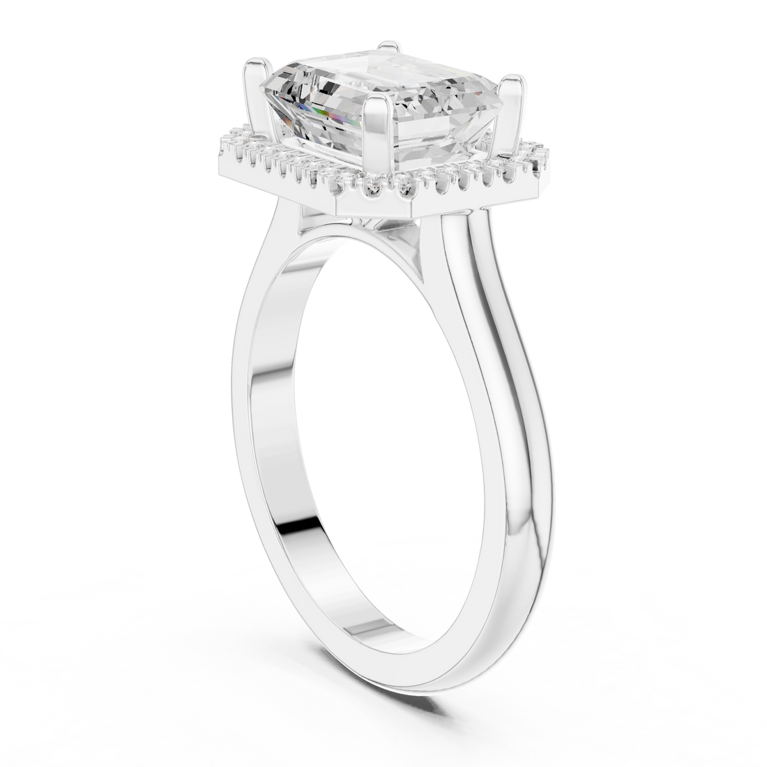 DDLR-332 - Halo Emerald Ring - White Gold