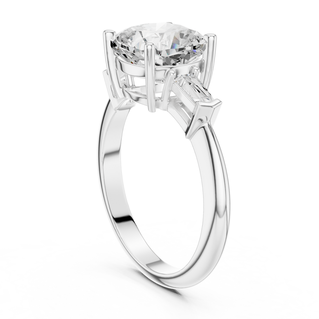 67 CUS - Three Stone Cushion Ring - White Gold