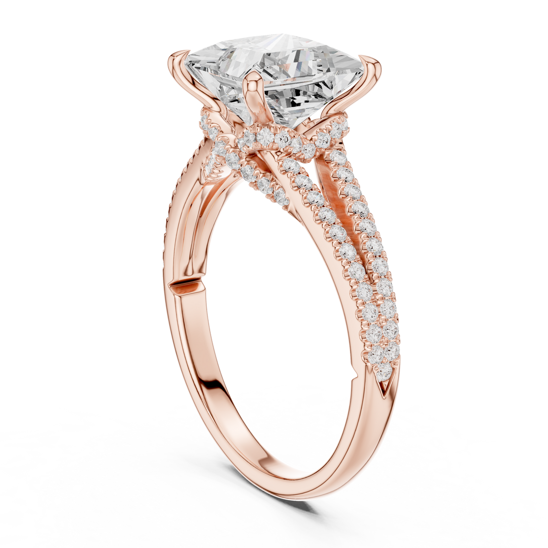 DDLR-252 - PRINCESS - Split Shank Princess Ring - White Gold