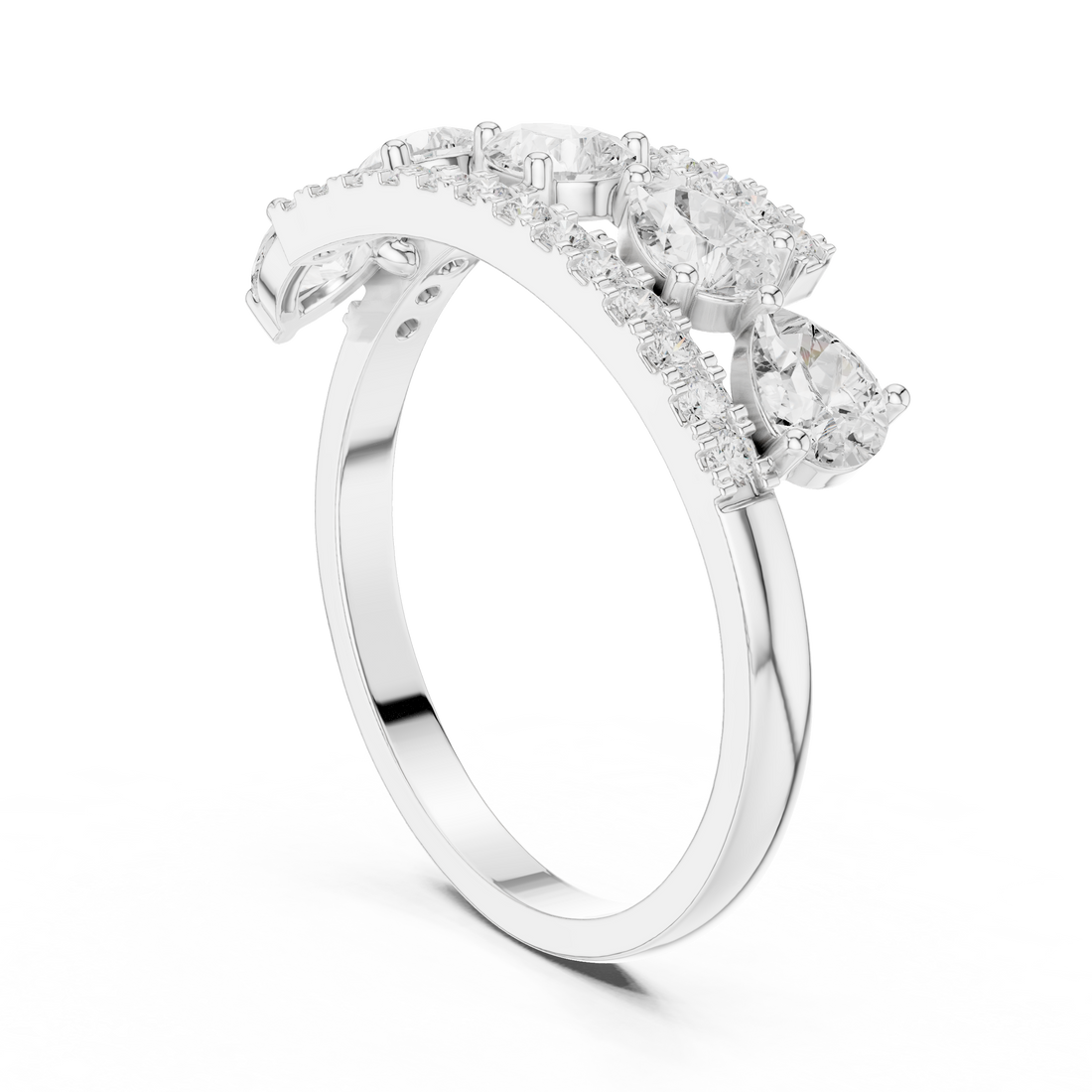 HLR-81 - Fashion Pear Ring - White Gold