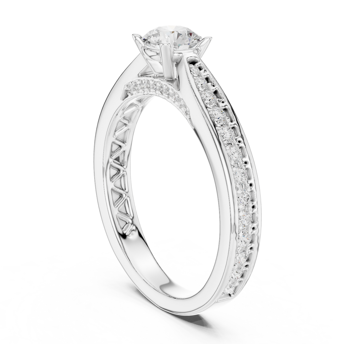LR-0311 - Solitaire Round Ring - White Gold