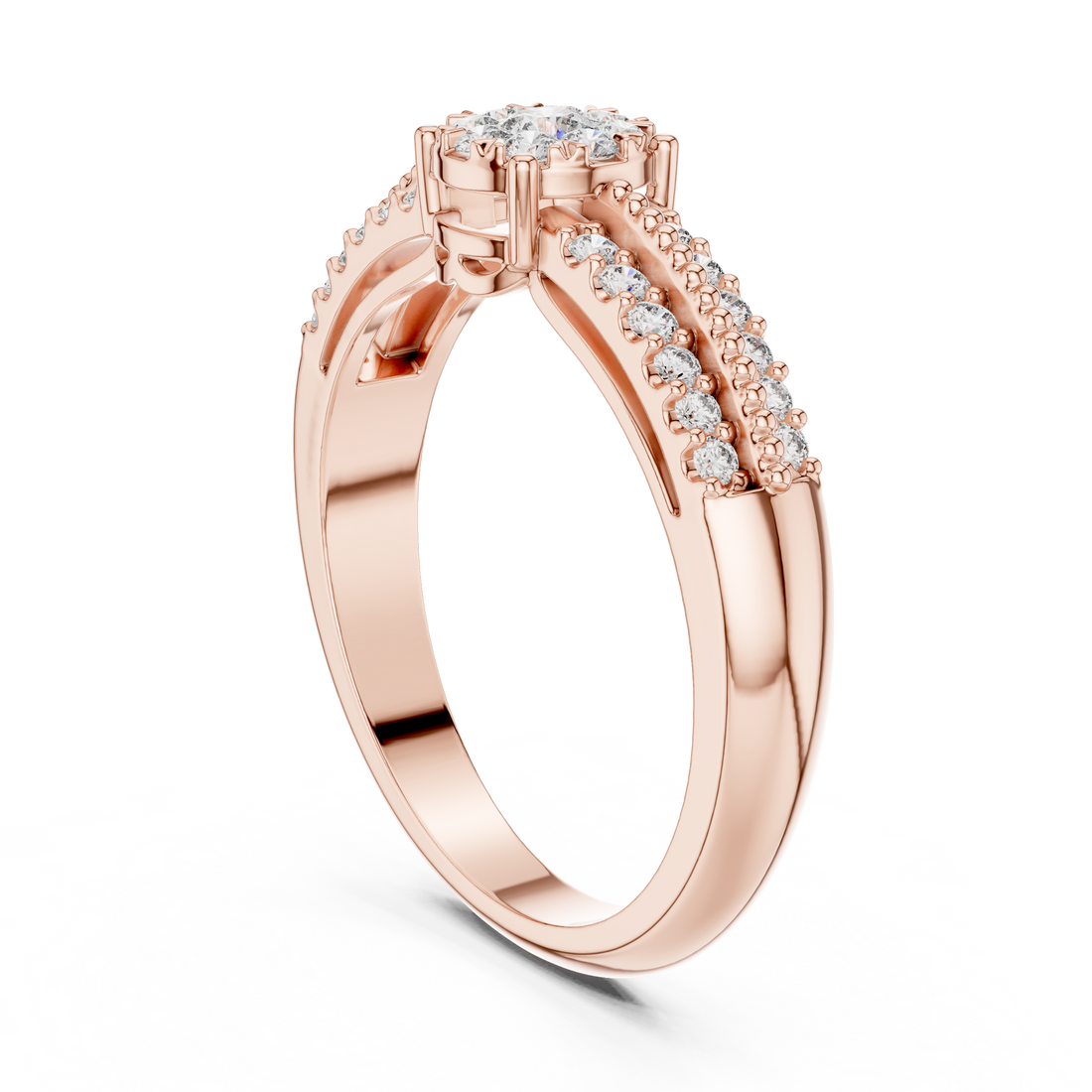 19#120014L - Fashion Round Ring - White Gold
