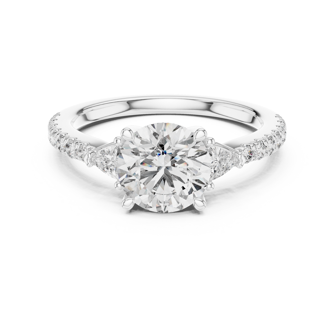 Three Stone Ring - Round | DDLR-037 - Rose Gold