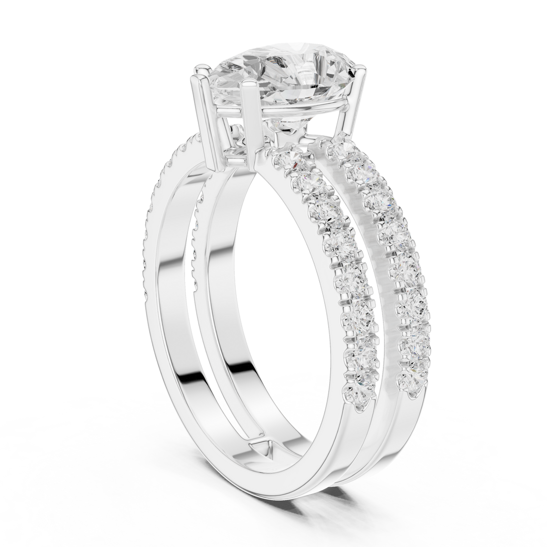 DDLR-1094 - Split Shank Pear Ring - White Gold