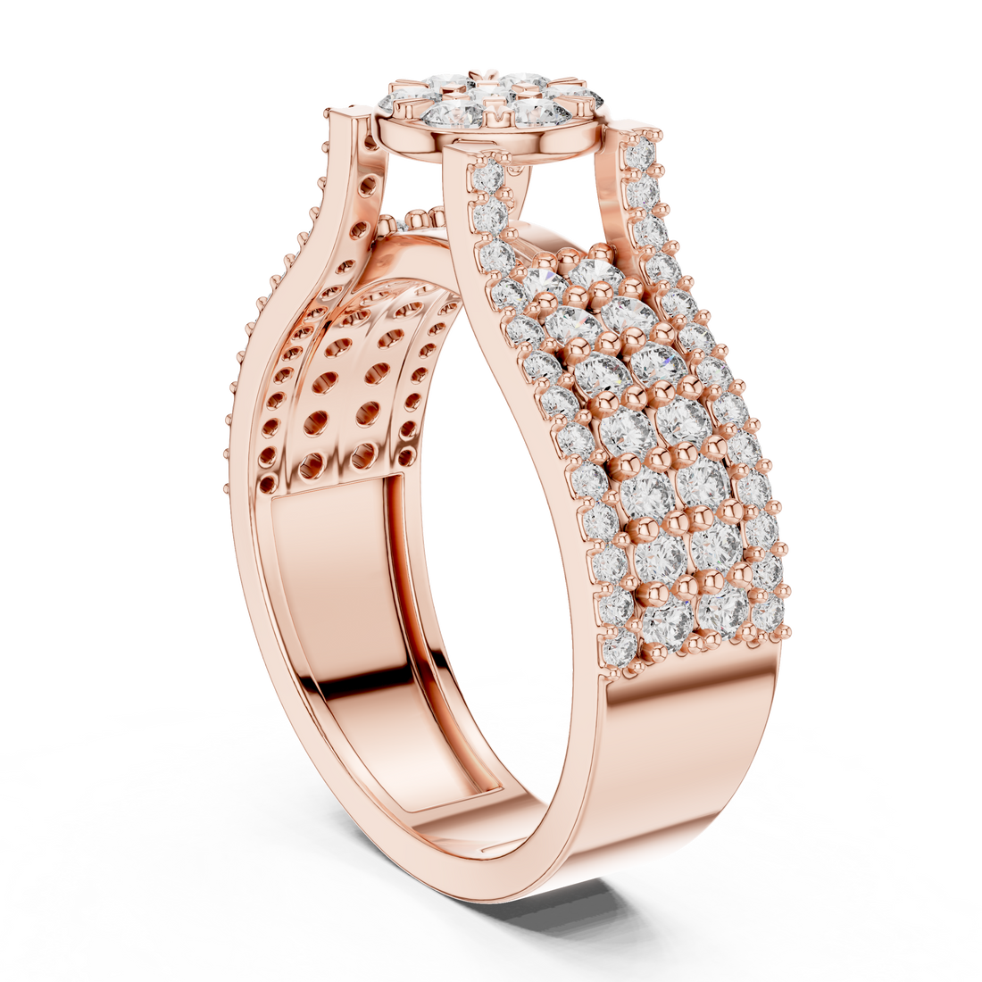 1311 - Fashion Round Ring - White Gold