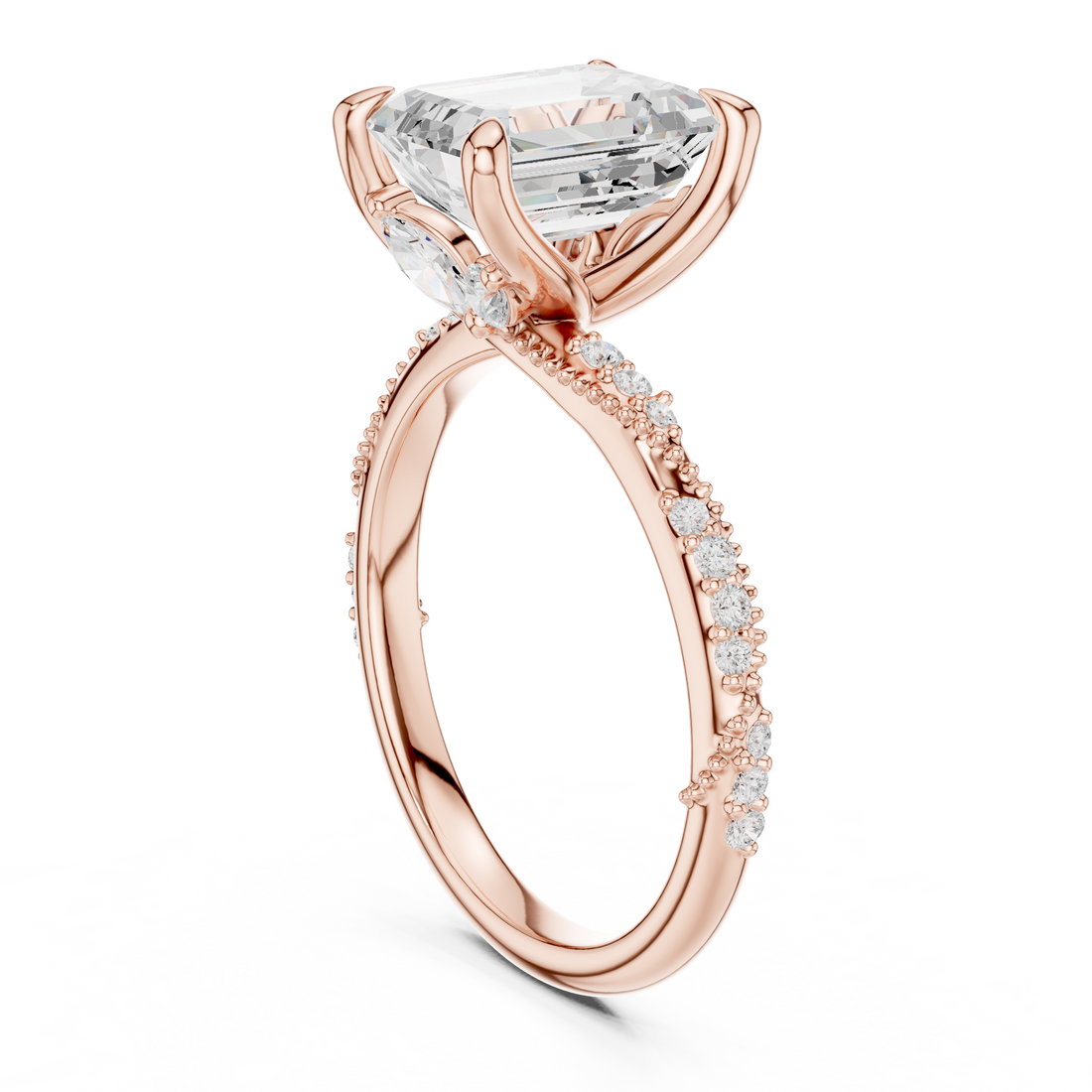 DDLR-167-EM - Solitaire Emerald Ring - White Gold