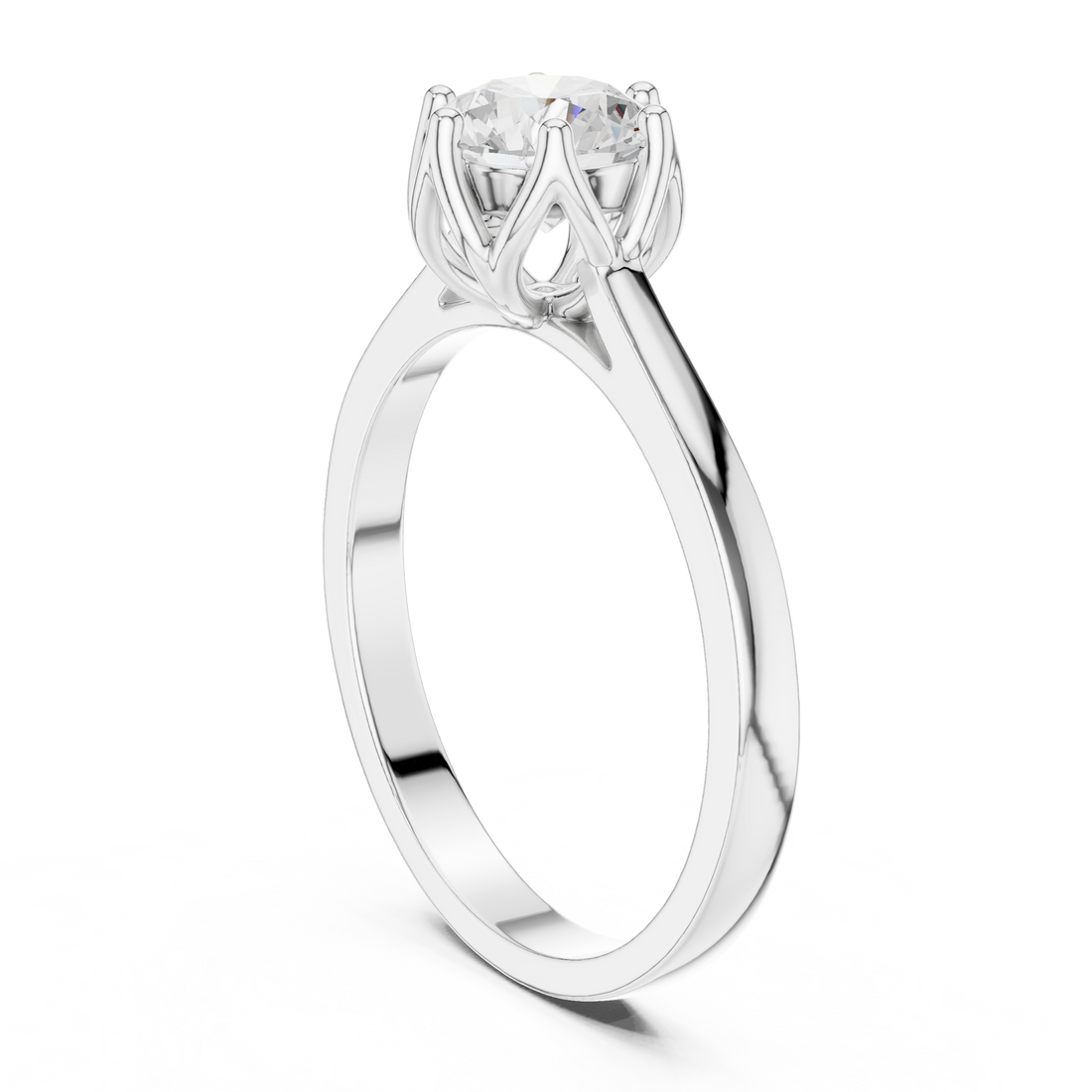HLR-46 - Solitaire Round Ring - White Gold
