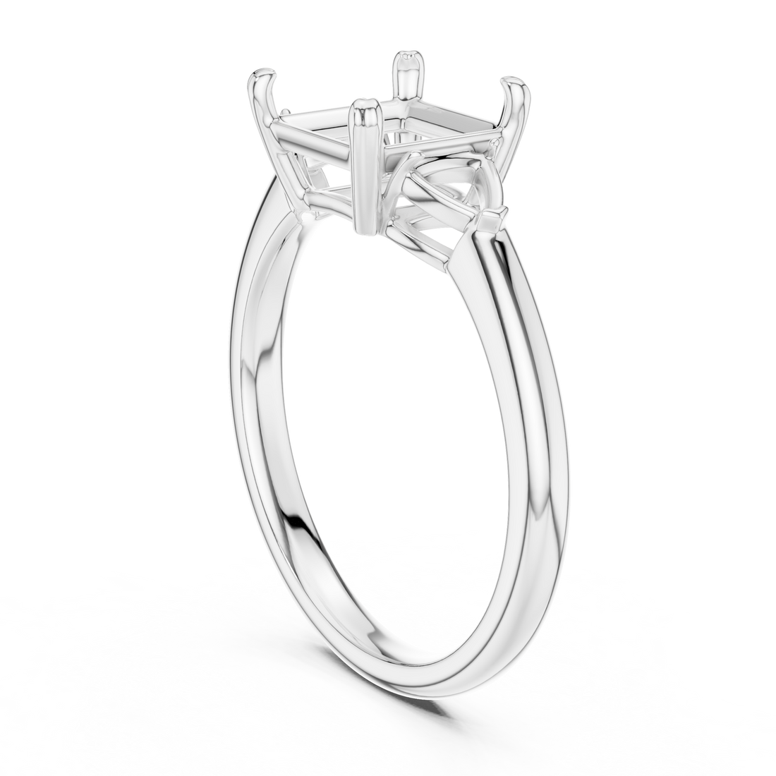 DDLR-033-PR - Three Stone Princess Ring - White Gold