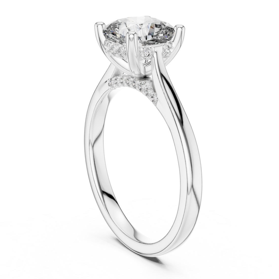 DDLR-163 - Solitaire Cushion Ring - White Gold