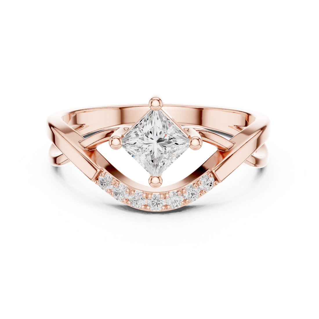 Bypass Ring - Princess | DDLR-487 - Rose Gold