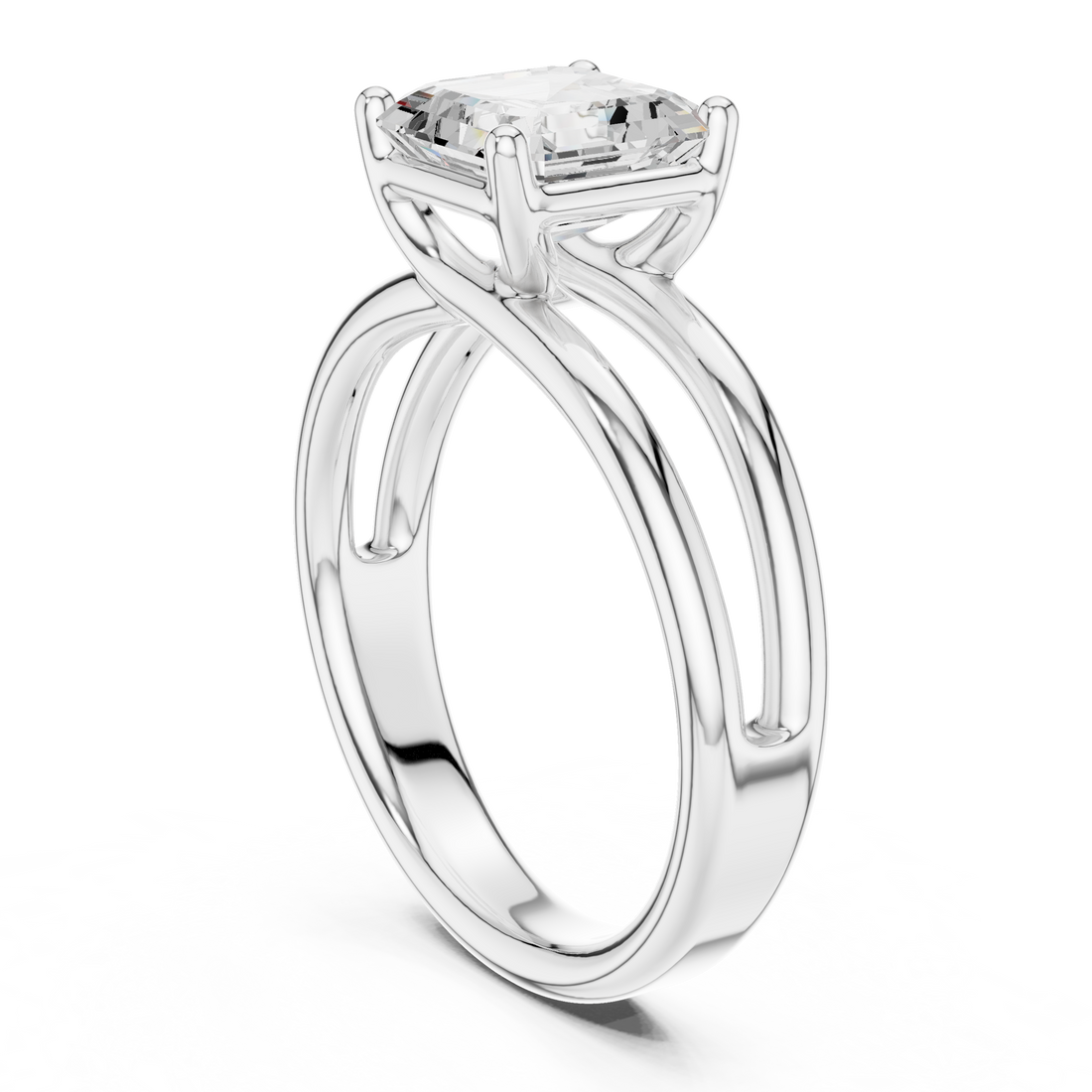 9 AC - Solitaire Asscher Ring - White Gold
