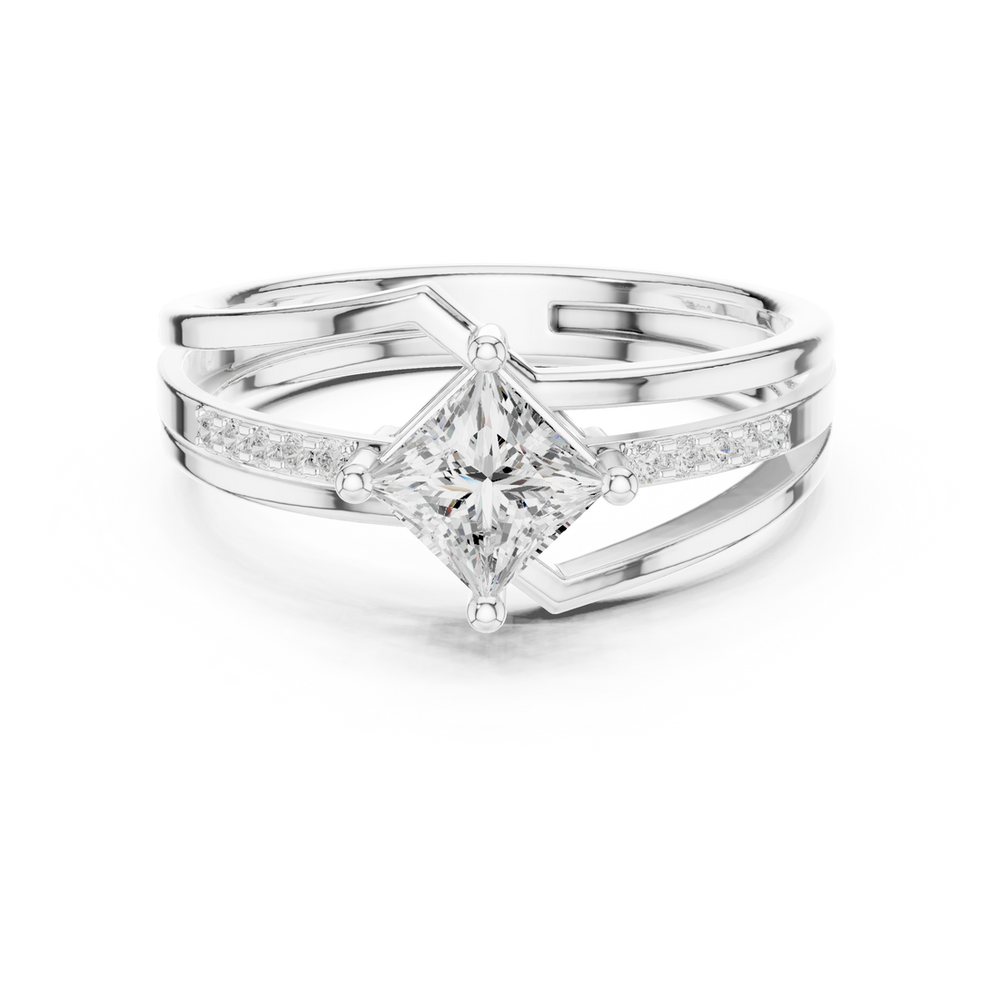 Split Shank Ring - Princess | DDLR-475 - Rose Gold