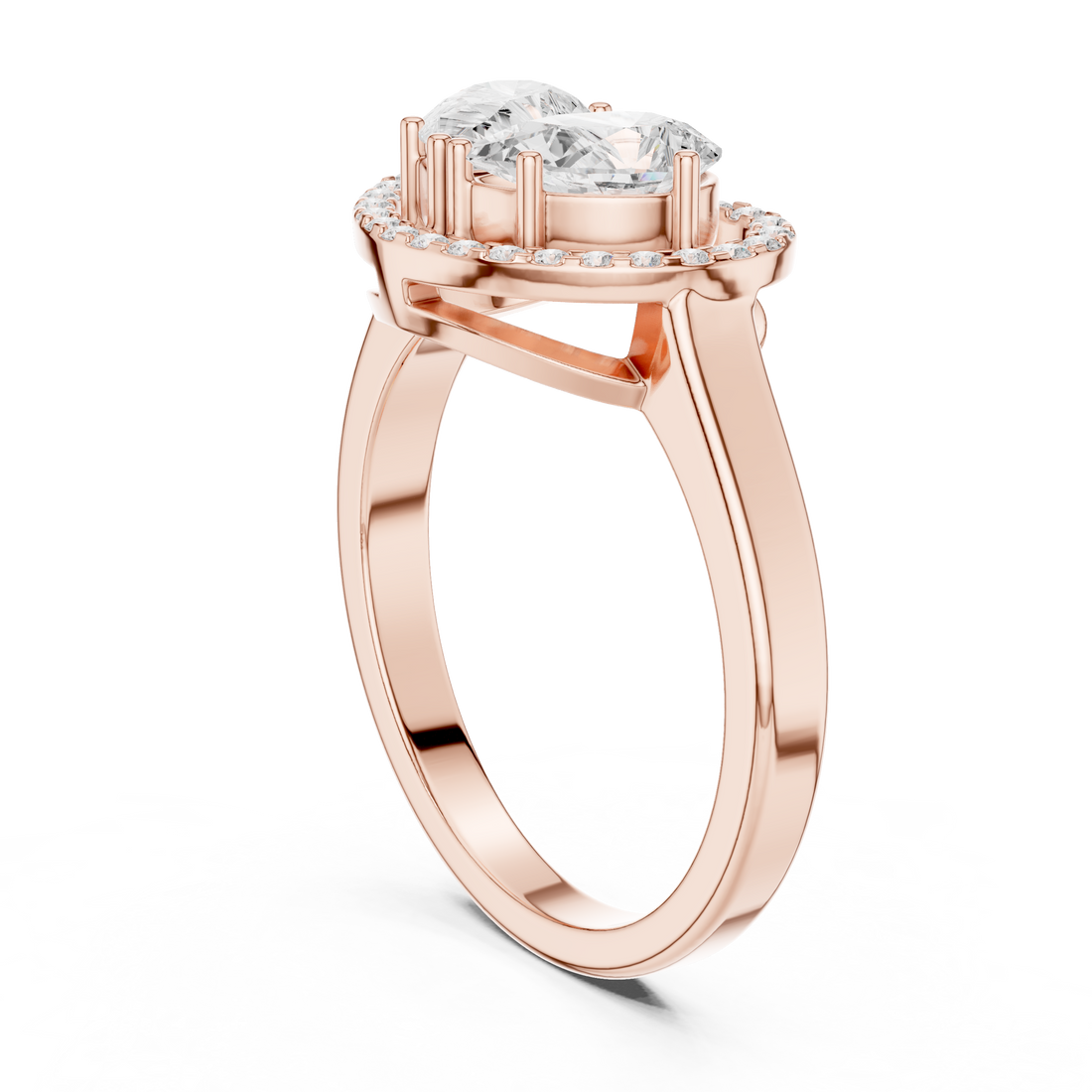 DDLR-533 - Halo Pear Ring - White Gold
