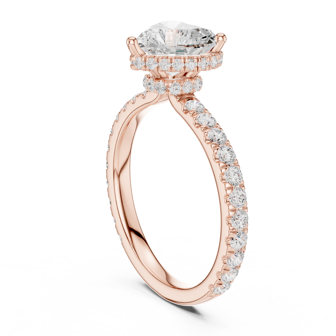 DDLR-165 -HR - Halo Heart Ring - White Gold