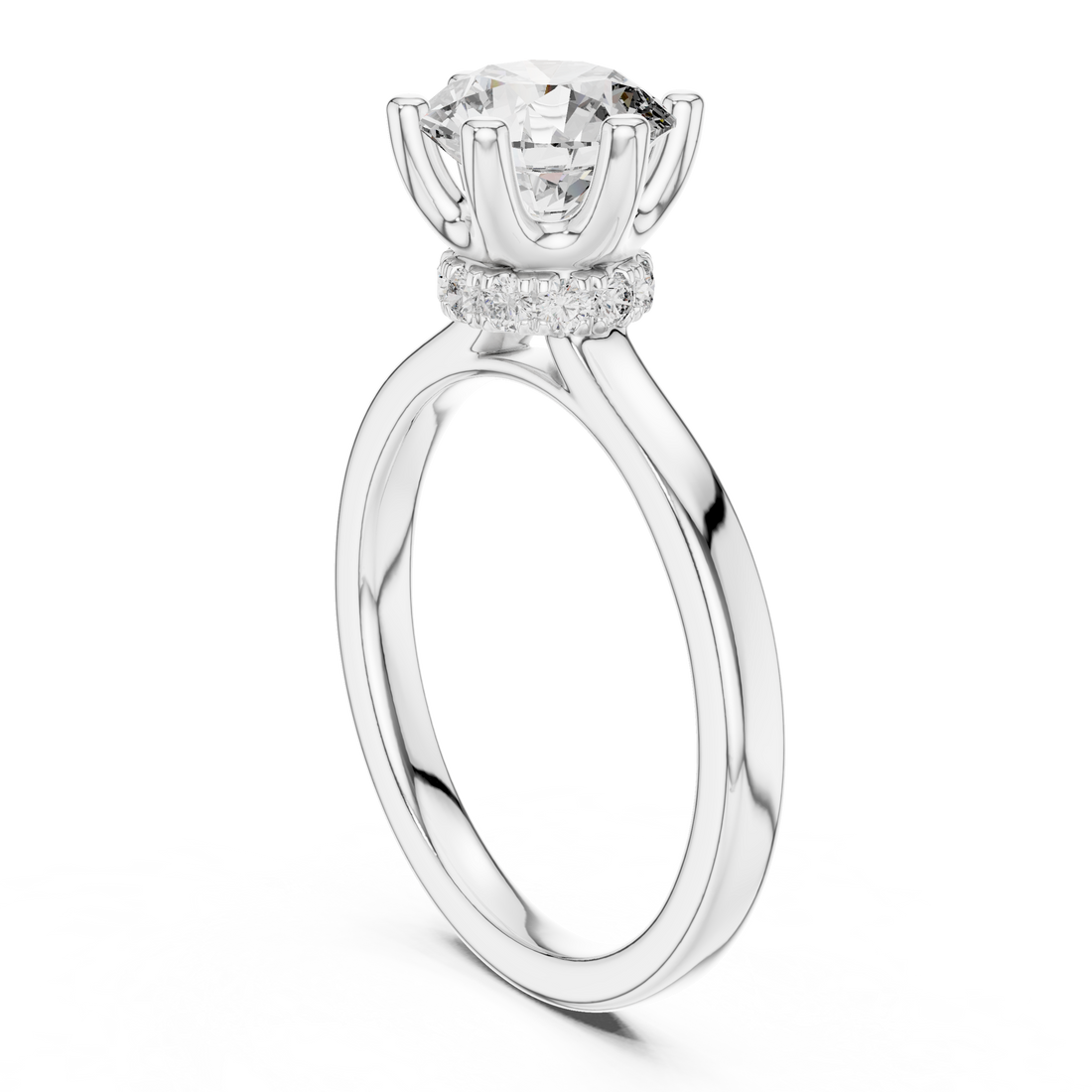 DDLR-176 - Solitaire Round Ring - White Gold