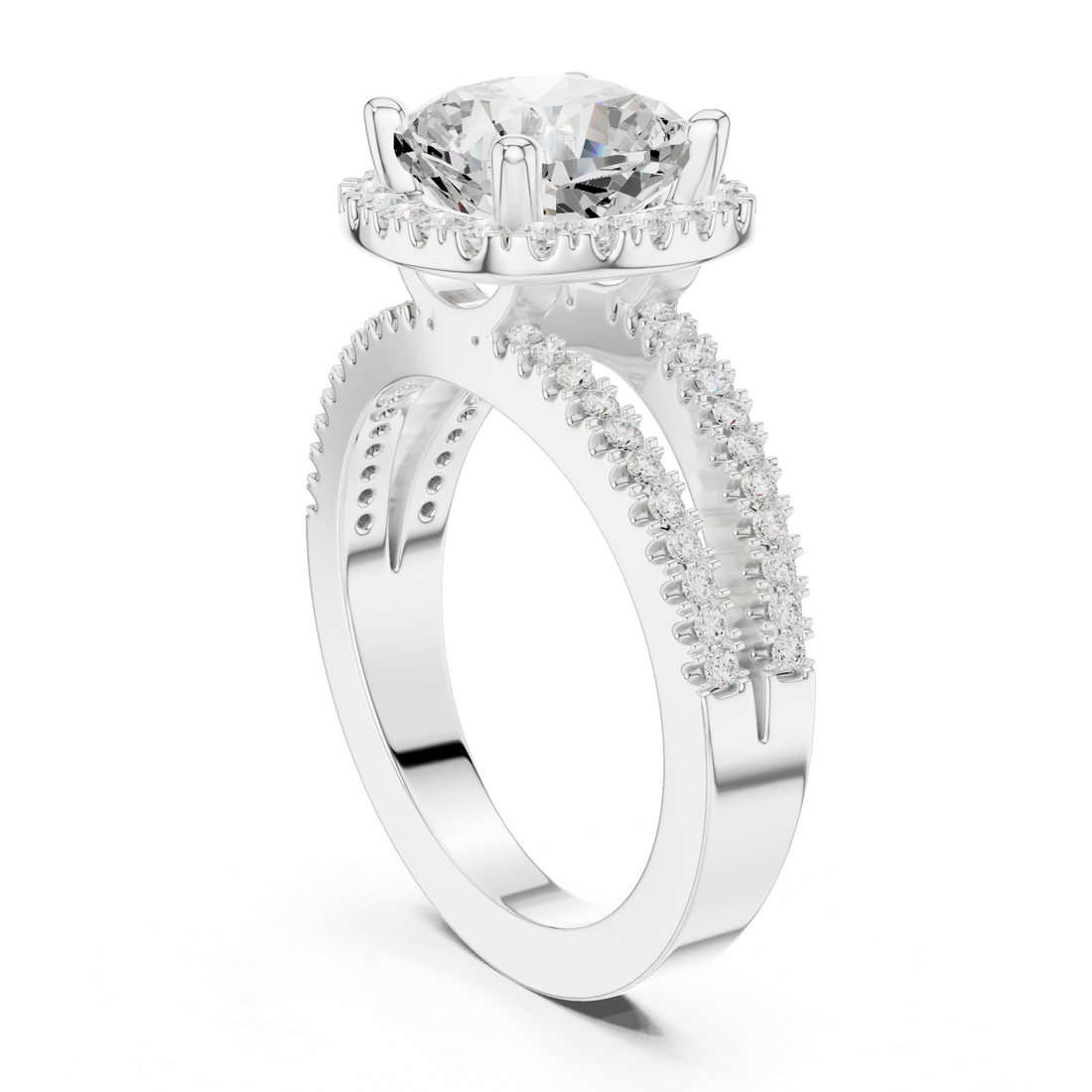 DDLR-350 CUS - Halo Cushion Ring - White Gold